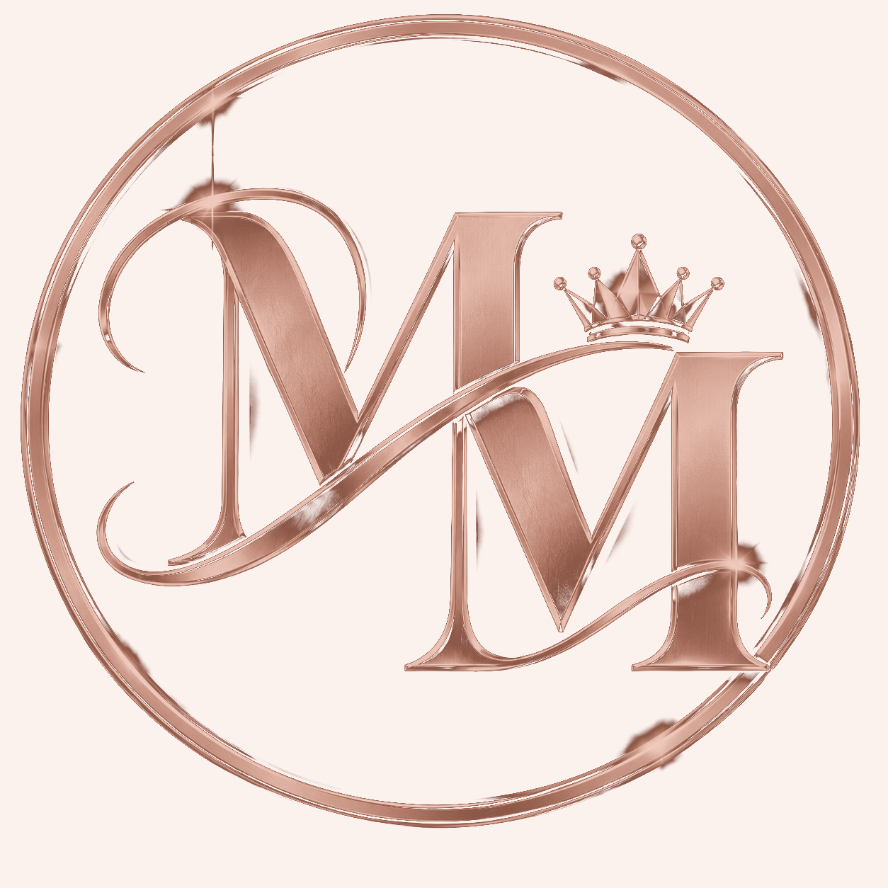 Officially Melissa Marie MM logo in rose gold
